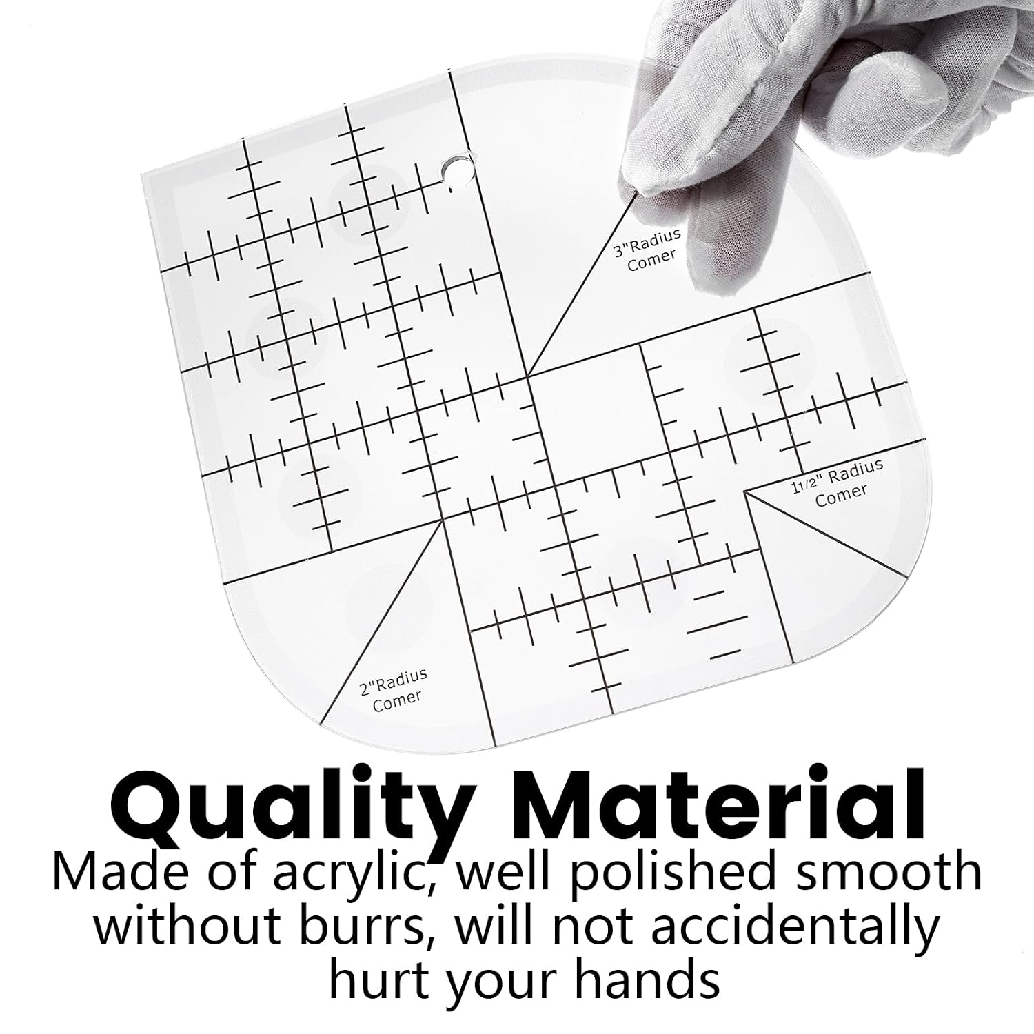 Gjinxi Acrylic Curved Corner Cutter Ruler, Quilt Ruler, Sewing Patchwork Template for DIY, Multifunctional Tool