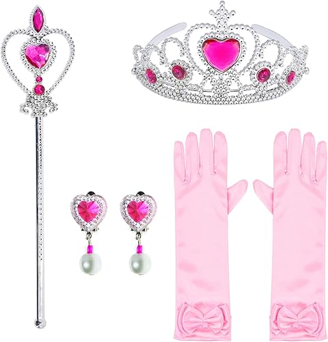 Miniatura 2 de Party Chili - Disfraz de princesa para fiestas de cumpleaños para niñas pequeñas con corona, maza, guantes y accesorios para niñas de 3 a 12 años