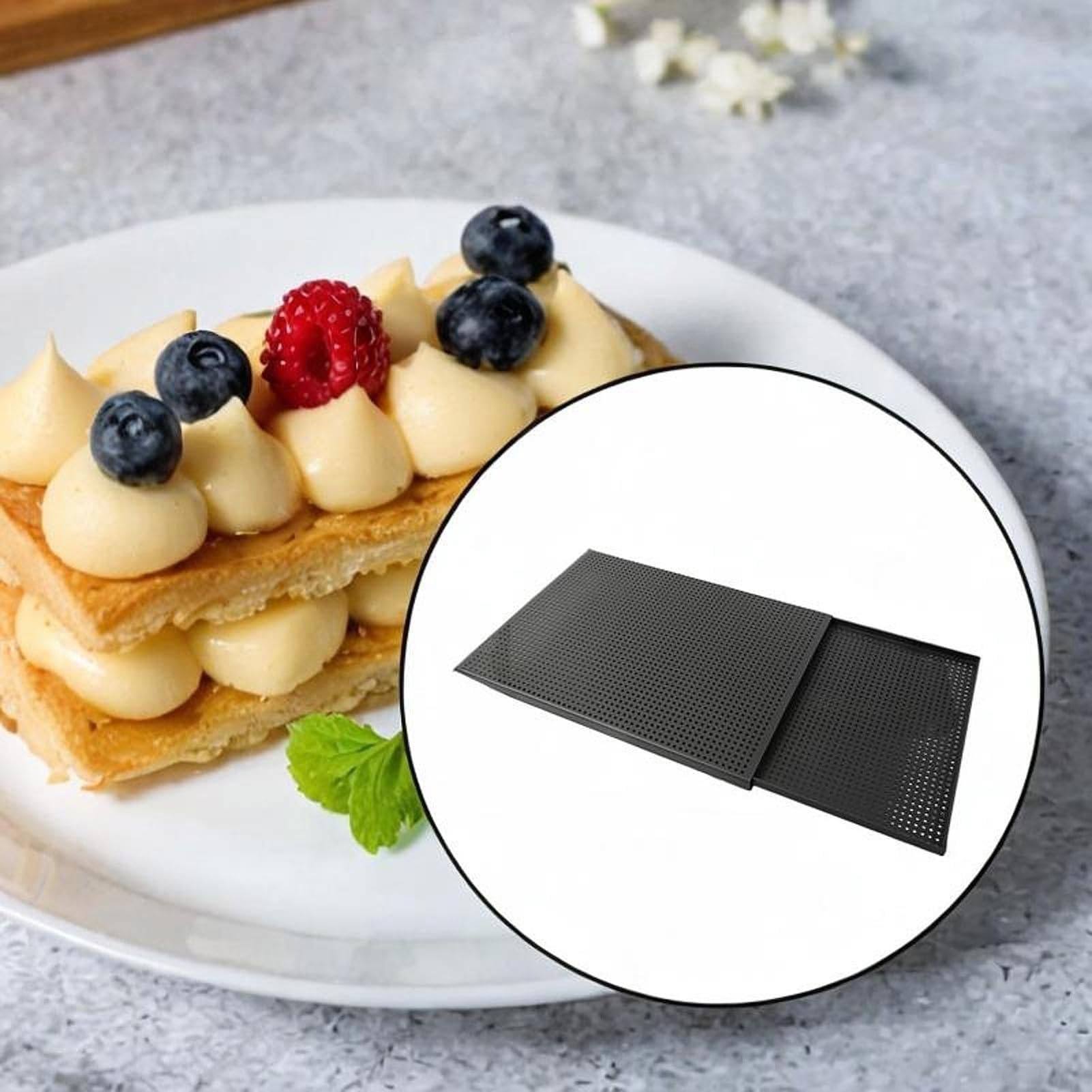 Molde for repostería, molde for hornear Napoleón de aluminio | Herramienta for hornear multifuncional, varios tamaños, bandejas perforadas antiadherentes for carne, postres(2.0MM,35x25CM)