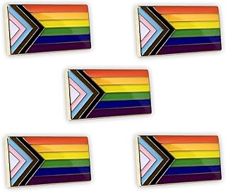Progress Pride Flag LGBTQ Lapel Pin - LGBT Badge Equality Gay Lesbian Bisexual Transgender Supports Rainbow Brooch