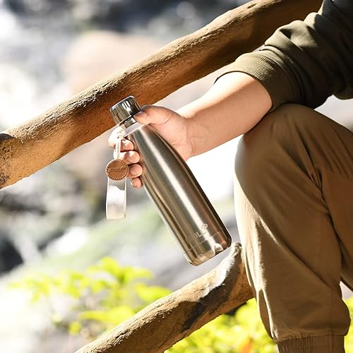 Miniatura 2 de Botella de agua de acero inoxidable de 17 onzas, botella de agua aislada, botella de agua deportiva para escuela, doble pared, al vacío, forma de