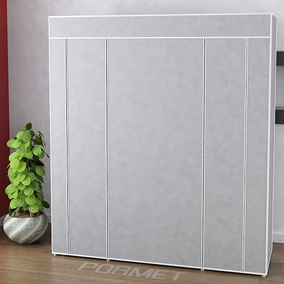 Cloth Cabinet Double Side Shelf Metal Profile Skeleton - Gray