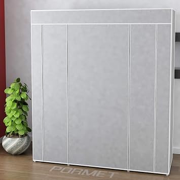 Cloth Cabinet Double Side Shelf Metal Profile Skeleton - Gray