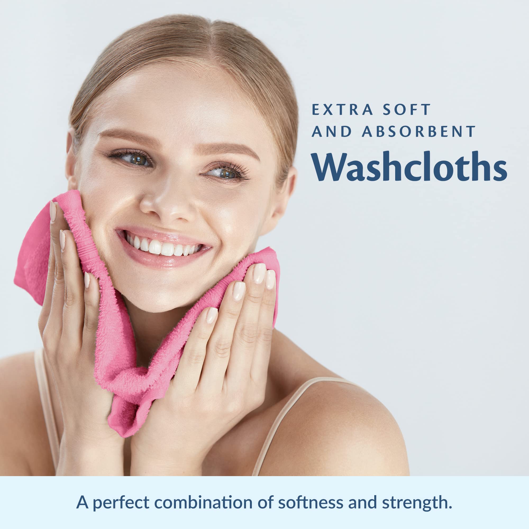 Lot de 66 gants de toilette assortis en coton filé à l'anneau 30,5 x 30,5 cm