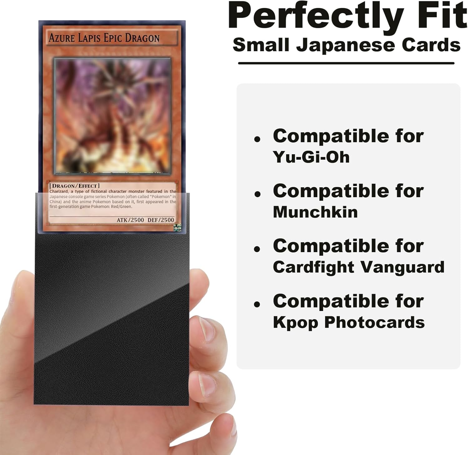 Black Card Sleeve 200 Pack Compatible with Yu-gi-oh Card Sleeve Japanese Small Card Sleeves 62x89mm, Back Textured Perfect Shuffling, Protect Your Japanese Sized Trading Cards Photocard Never Tear