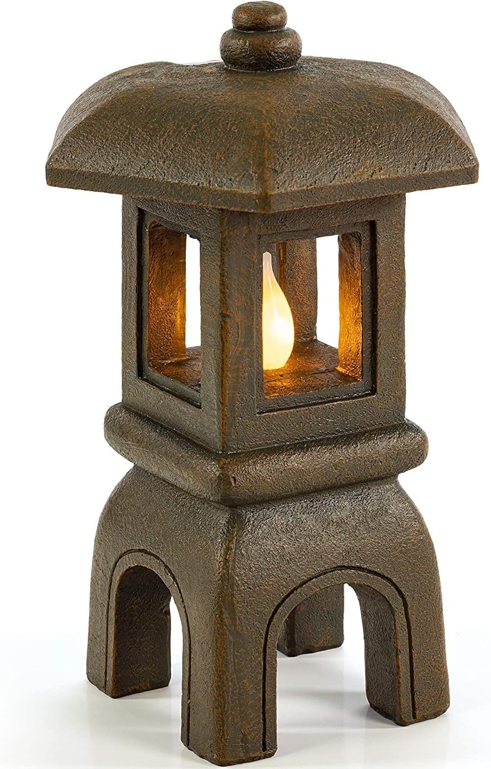 VP Home Serenity Zen Pagoda Solar Powered Flickering LED Outdoor Decor Garden Light