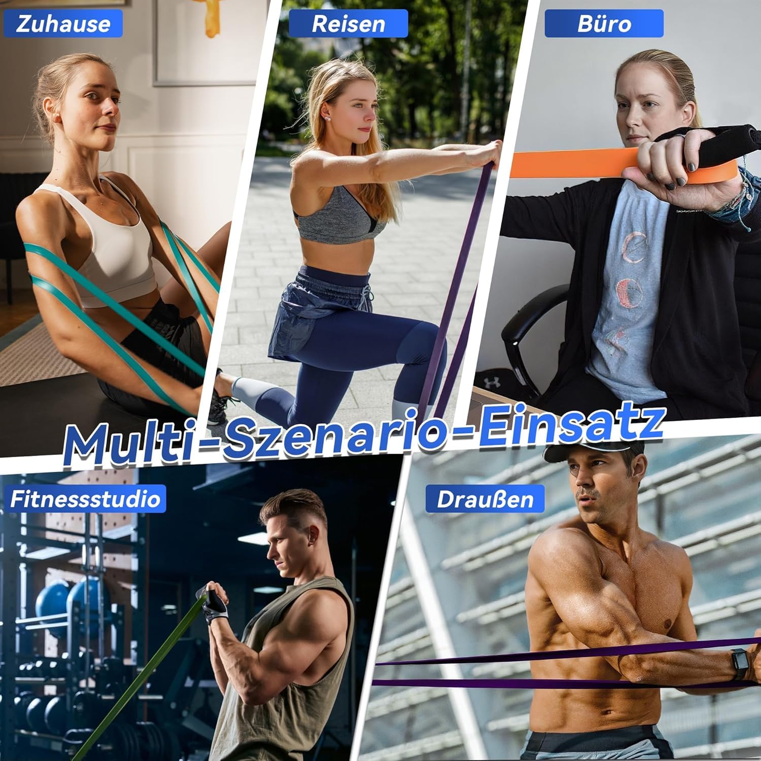 Bandes de résistance, bandes de résistance avec ancrage de porte, poignée, manchon de protection, bandes d'entraînement de musculation pour fitness, sport, musculation, tractions, yoga