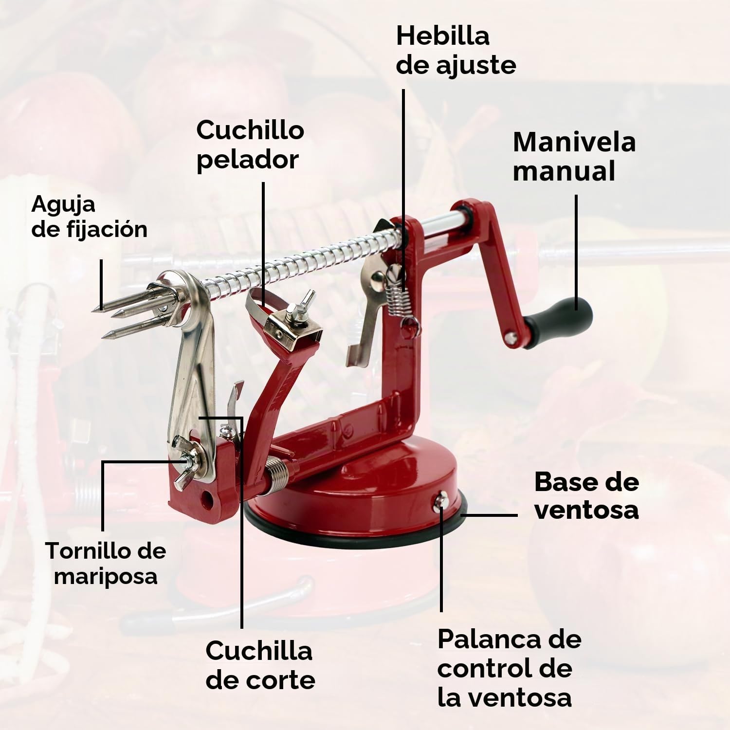 Baumalu 450009 pelador de manzanas metal rojo vino