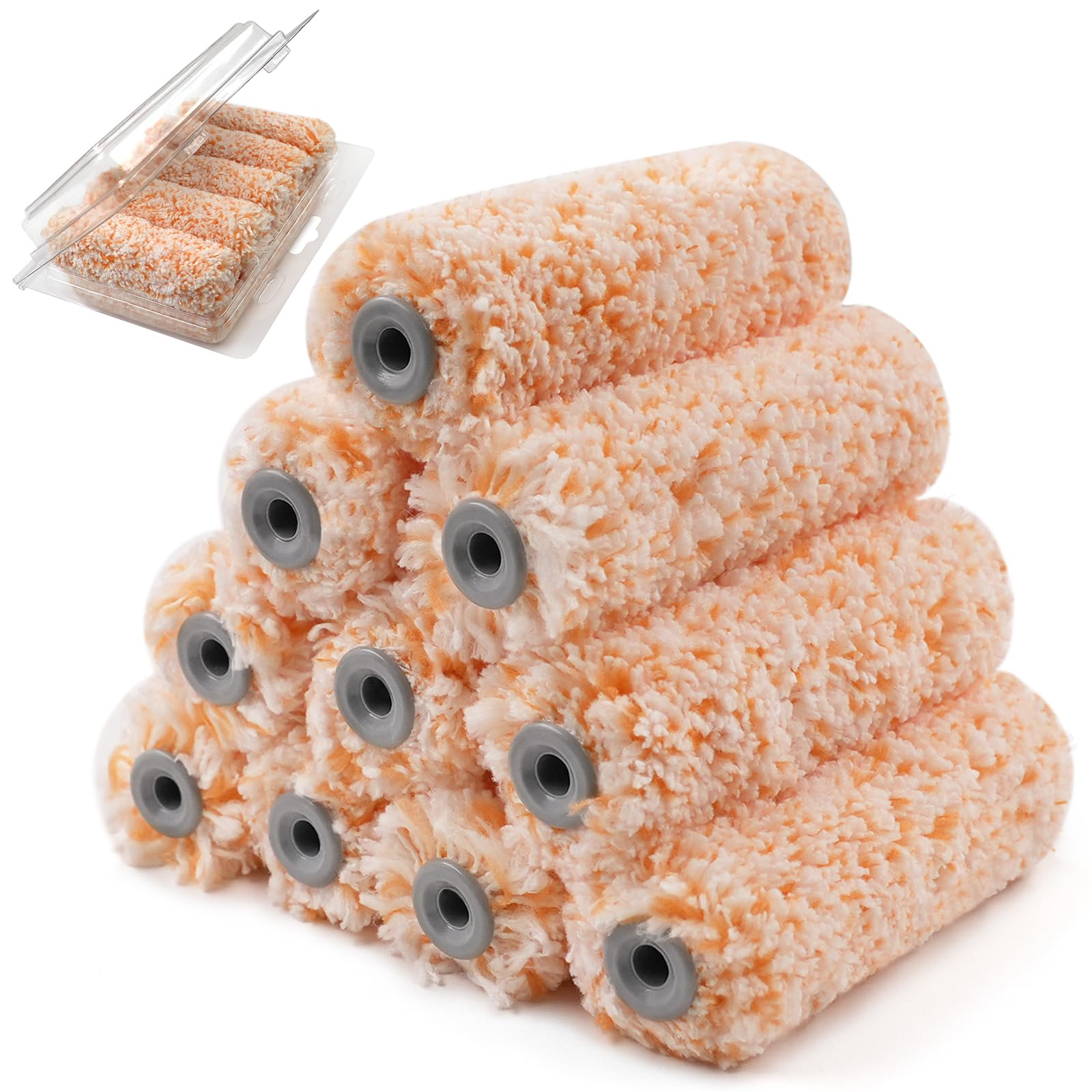 Rodillos de pintura de microfibra de 10 cm ROLLINGDOG para superficies lisas pack de 10