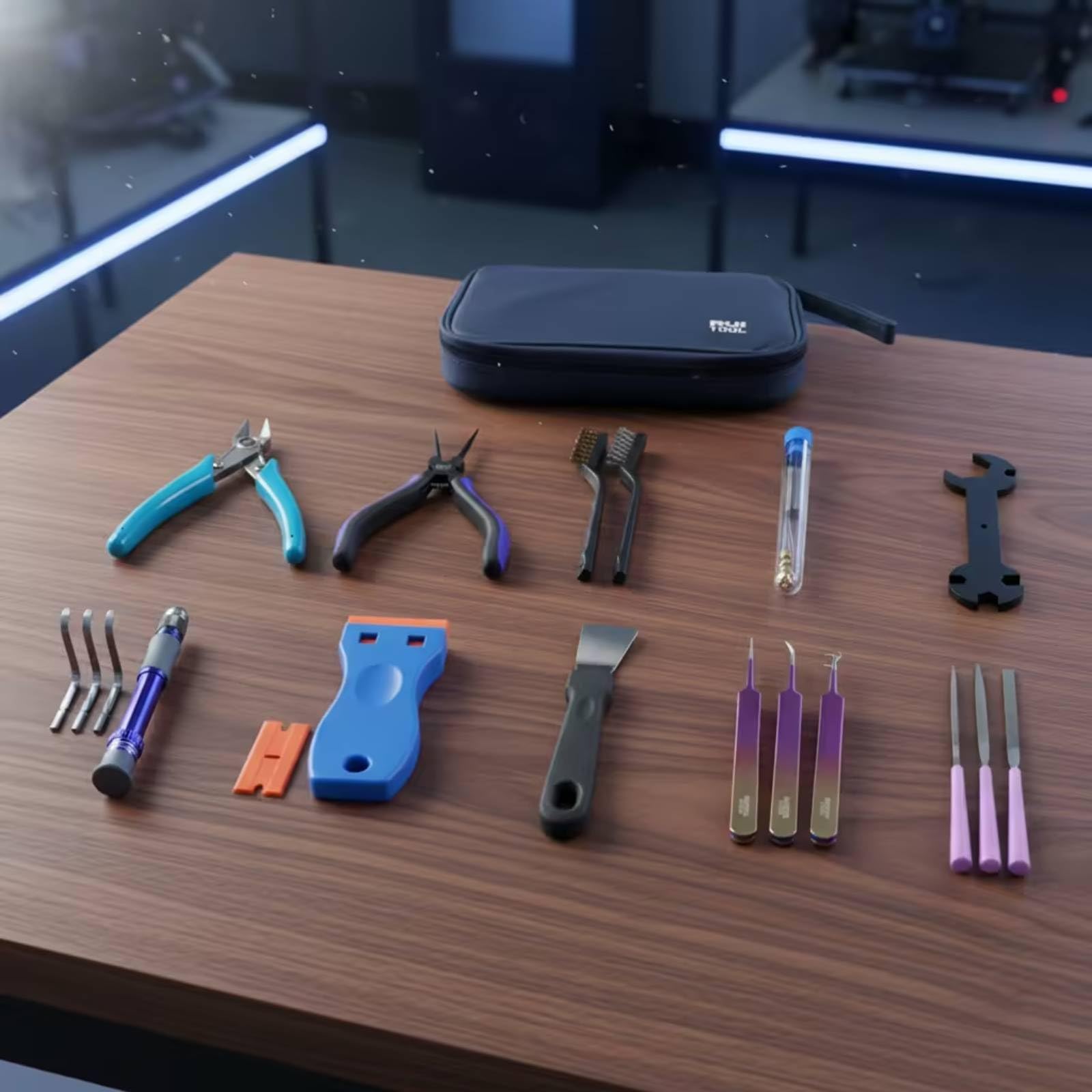 Amagogo Kit de Herramientas de Impresión Profesional Juego de Mantenimiento y Limpieza Puntiagudas Alicates Angulados y Cortadores Caja Compacta Adecuado para