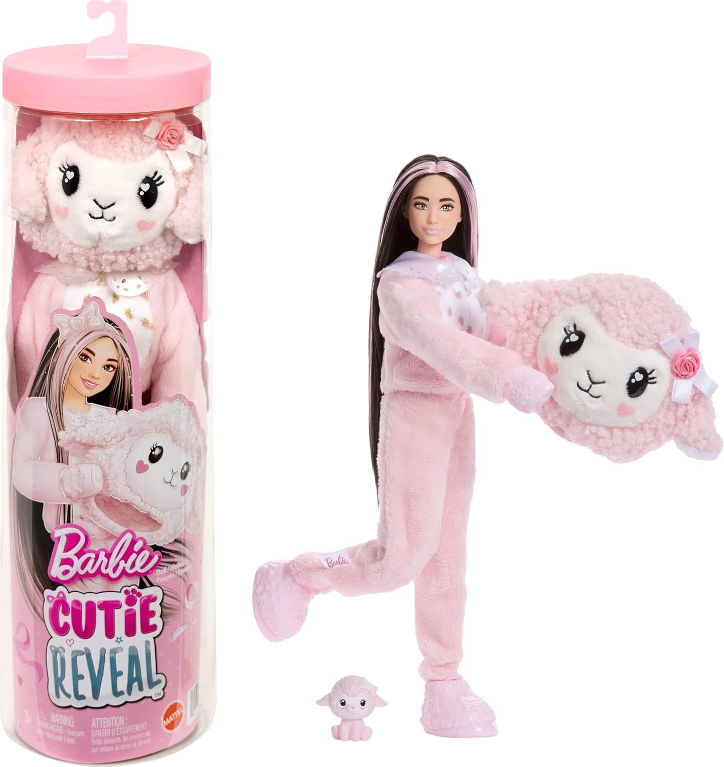 Barbie Cutie Reveal Doll & Accessories, Cuddly Series Kitten with 10 Surprises Including Color Change & Mini Pet