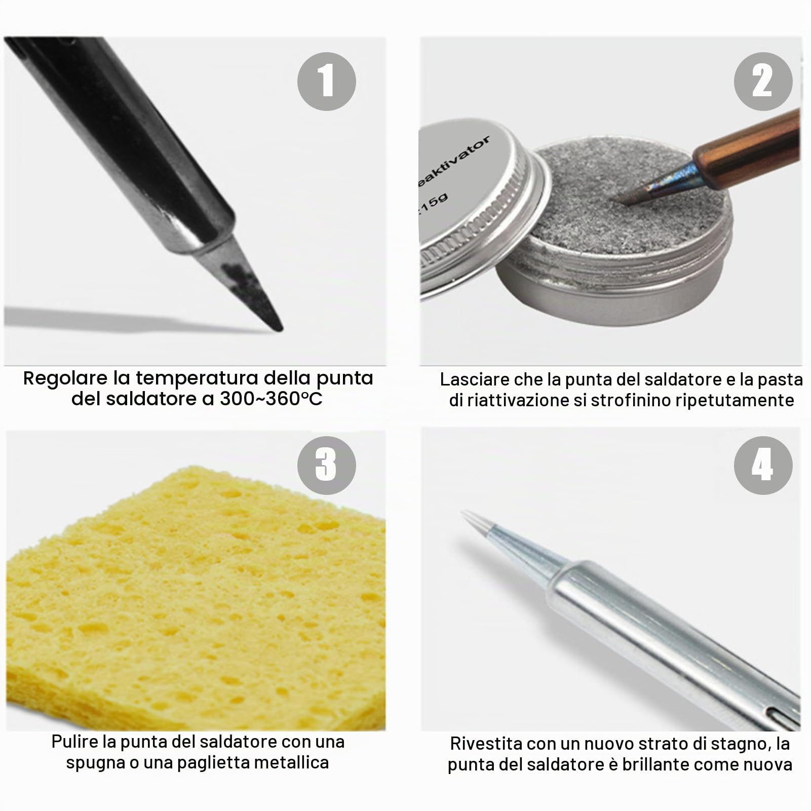 15g Saldatore Punta,Pasta Saldante,Detergenti per Punte,Punta del Saldatore Pulizia Pasta,Senza Piombo Pasta Pulita Saldatura,per Pulire e Riparare le Punte del Saldatore