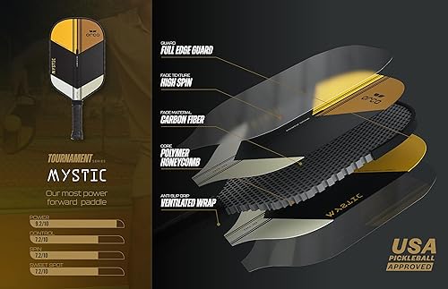Miniatura 3 de Palas de pickleball Orca, paleta de pickleball de fibra de carbono mística, aprobada por USAPA, control y precisión definitivos