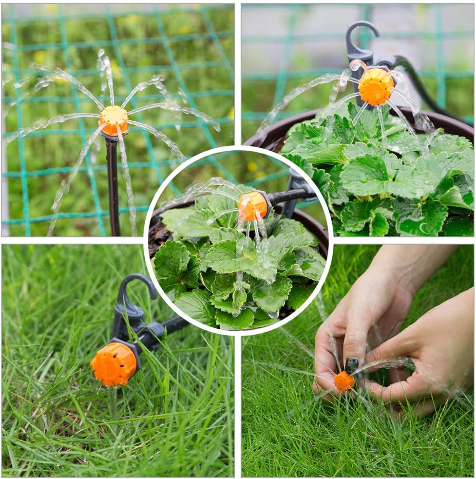80% Off Discount Garden Adjustable Plant Watering Drip Irrigation Kits with 1/4”Blank Distribution Tubing Hose 、 1/2” PE Hose and All Accessories.Watering System Set for Garden Greenhouse, Flower Bed,Patio,Lawn