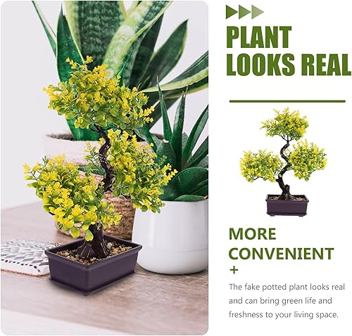 Miniatura 7 de Cabilock Árbol bonsái artificial, decoración de plantas de bonsái falsas en maceta, decoración de plantas de imitación de simulación, adorno de pino