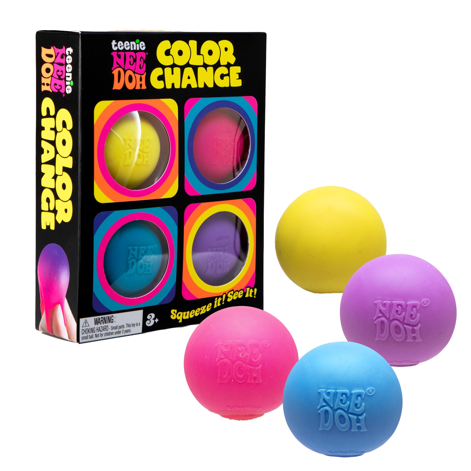 Schylling NeeDoh Teenie Color Change - Sensory Squeeze Toy - 4 Pack