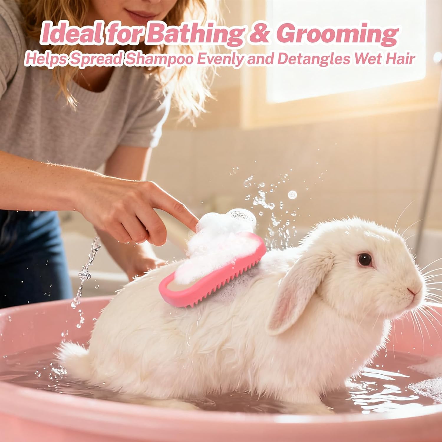 2-Pack Soft Silicone Massage Comb for Small Animals, Flexible&Skin-Friendly | Gently removes dead hair and stimulates skin. Perfect for daily grooming of rabbits, cats, guinea pigs, and small dogs.