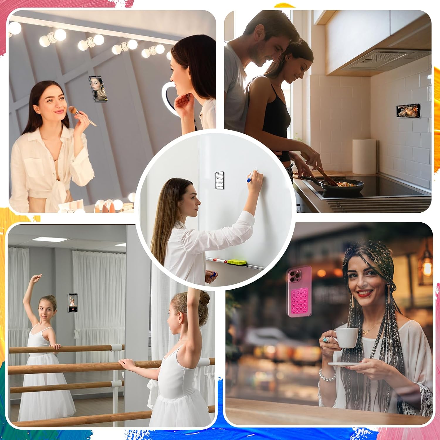 Silicone Suction Phone Mount 2-Pack, Adhesive Suction Cup Holder for iPhone & Android, Powerful & Stable Tool for Recording Daily Life, Durable Phone Mount(Red)