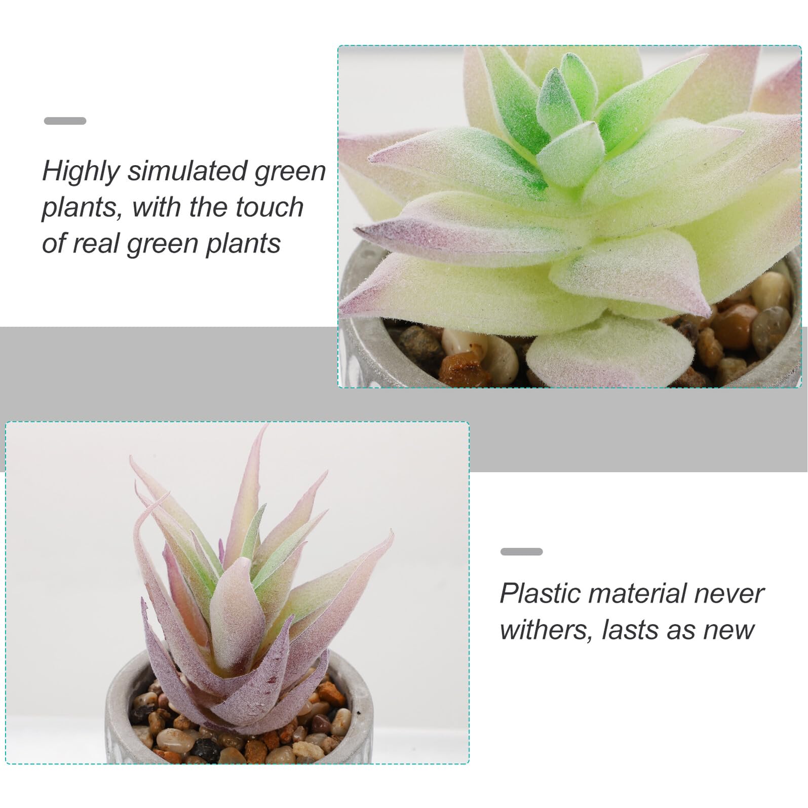 IMIKEYA Plante Artificielle en Céramique et Plastique 3 Pièces Succulente