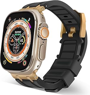 Blinddarm Luxury Design for Apple Watch Ultra/Ultra 2 Band 49mm 45mm 44mm 42mm for Men /Women, Soft Skin Silicone Rubber Sport Band Strap with Stainless Steel Adapter for iWatch Band Series 8 7 6 5 SE