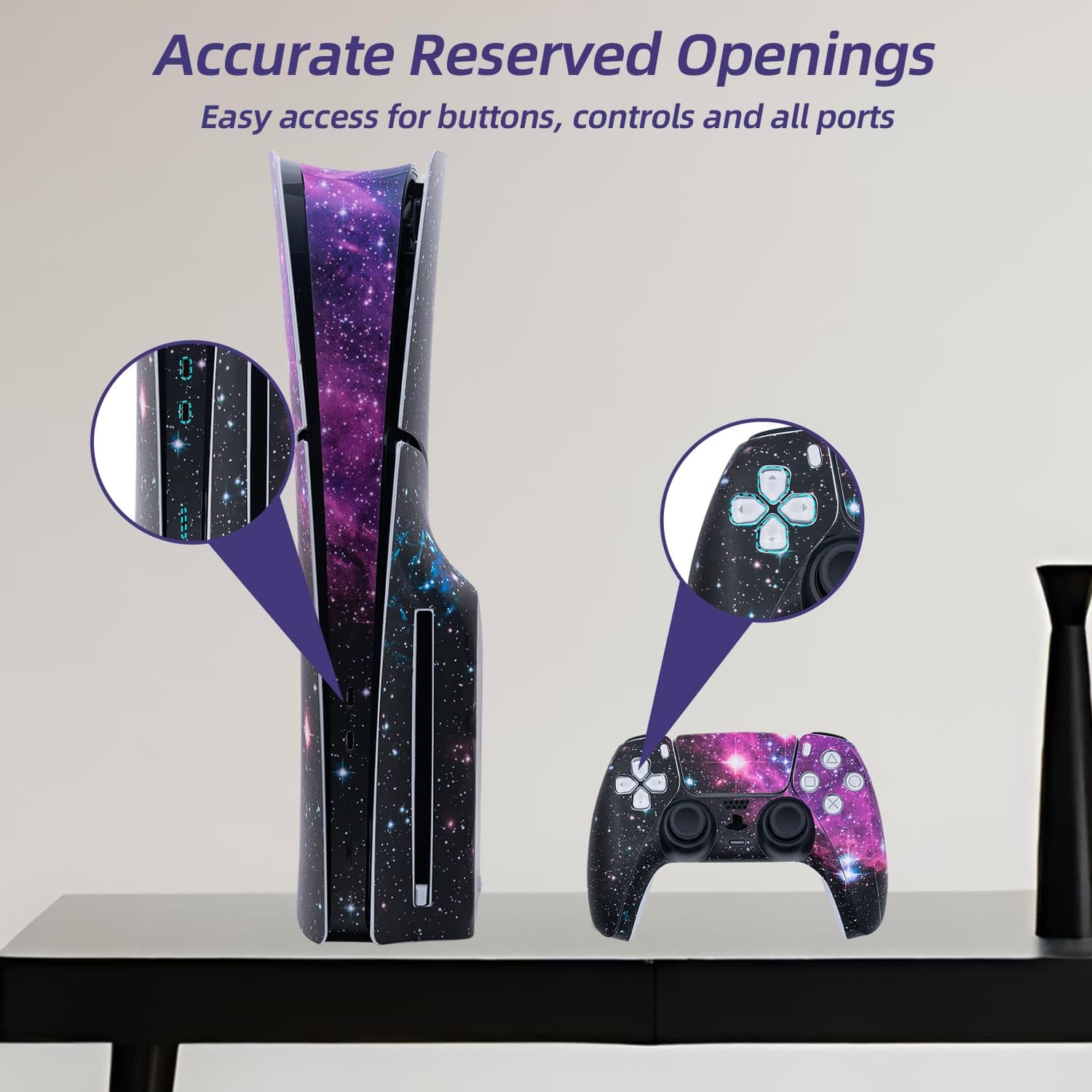 Mcbazel Calcomanías de la Serie Pattern Pegatinas de Vinilo Solo para PS5 Slim Disc Edition - Galaxy