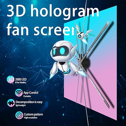 Miniatura 4 de Ventilador de holograma 3D grande de 59.1 in (59 pulgadas) - Pantalla de publicidad comercial, proyector holográfico LED de 8 hojas, control WiFi
