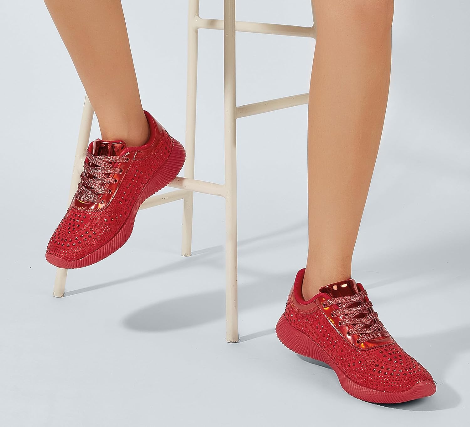 BELOS Women's Glitter Shoes Sparkly Lightweight Metallic Sequins Tennis Shoes Casual Retro Braided Walking Shoes - Image 9