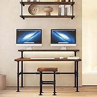 Vista 4 de MUZIK Industrial Pipe Table Legs Set - Iron-Cast Finish Piping for Wooden Computer Desk, Office, Home, Rustic Furniture - for DIY Decor with 6-Inch