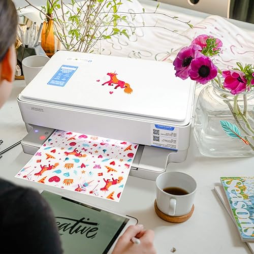 Miniatura 7 de Papel adhesivo de vinilo transparente imprimible para impresora de inyección de tinta, 50 hojas transparentes, 50 hojas de papel adhesivo brillante