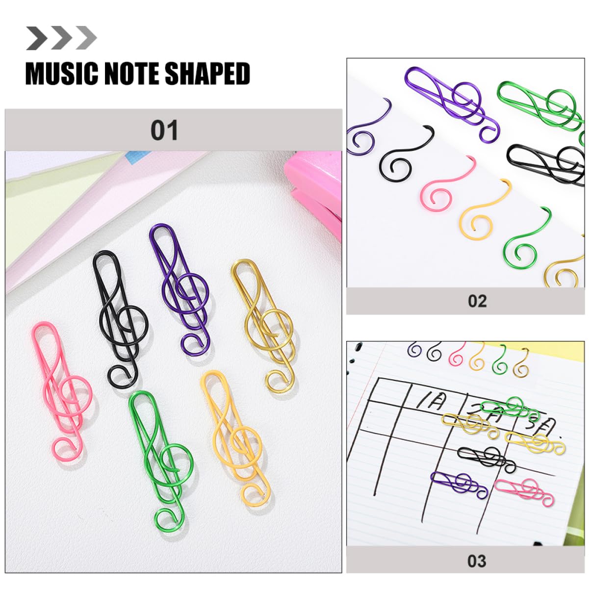 HOMSFOU 5 Sätze Bunte Musiknoten Büroklammern Kreative Papierclips Für Schule Büro Und Notizen Stabil Und Langlebig Für Memos Und Erinnerungen 85 Stück * 5