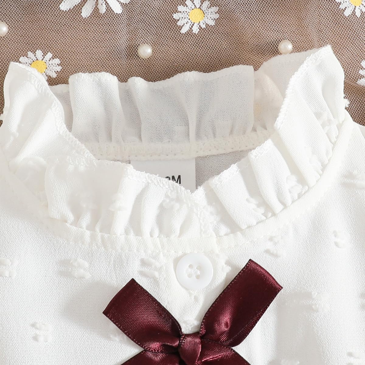 Baby Mädchen Rock Set Rüschen Ärmellose Bluse mit Schleife & Eleganter Schweizer Punkten Rock 2Pcs Sommer Outfit Kleidung
