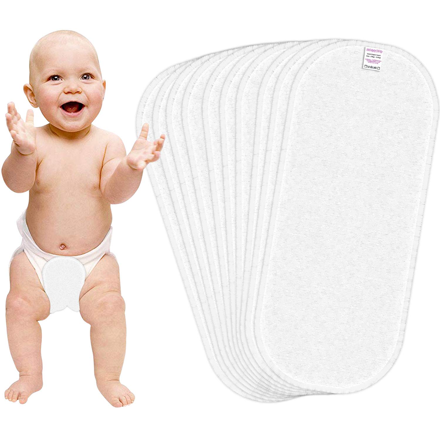 Bembika Cloth Daiper for Inserts, Natures Cloth Diaper Liner, Reusable Washable Cotton Diaper Nappy Inserts for Baby Cloth Diapers (Set of 10)(Microfiber 3-Layer)-image-23