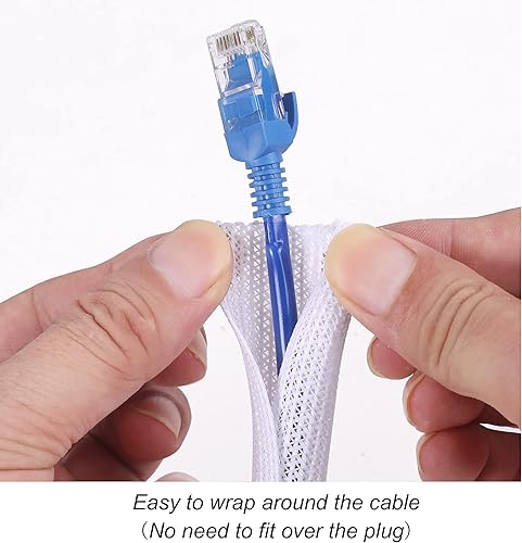 Miniatura 8 de CrocSee Protector de cable trenzado de 10 pies y 1 pulgada - Telar de alambre dividido autosuperior para TV, computadora, cine en casa, bahía del
