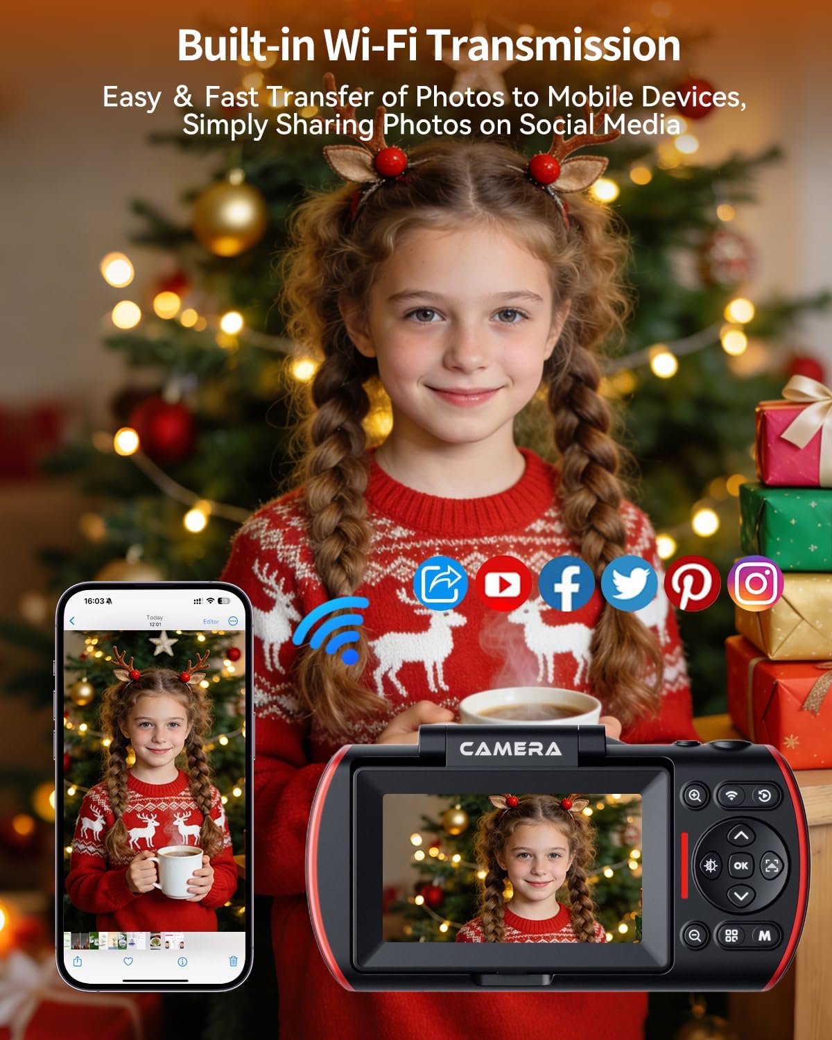 4K Digital Camera for Photography & Vlogging, 64MP WiFi Camera with Flip Screen for Beginners