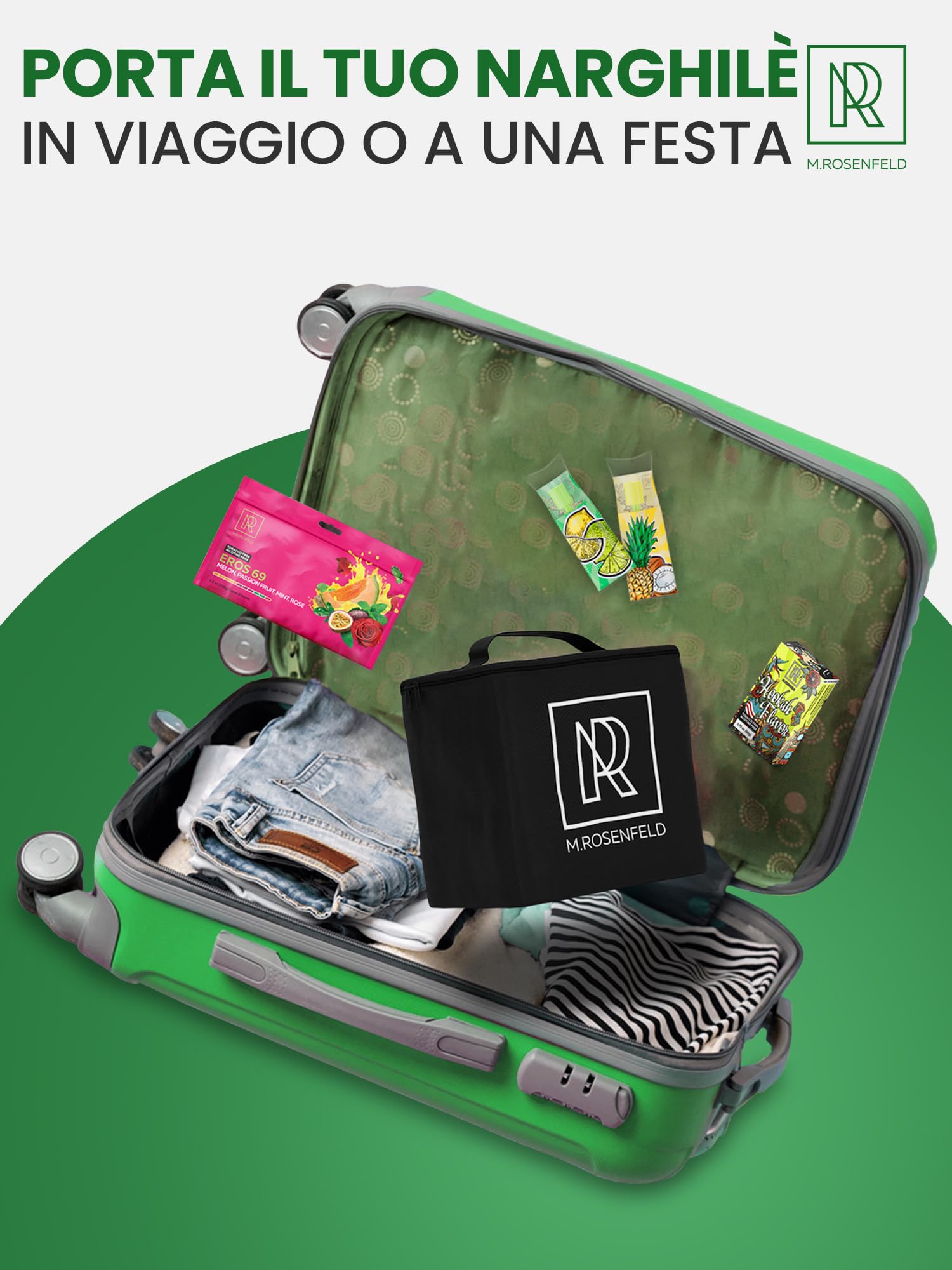 Narghilè Completo Kit M. ROSENFELD Con Borsa Yado - Shisha Narghile Piccola Per Viaggio In Acciaio Inossidabile - Narghile Completa Con Accessori Premium [set Testa Narghilè + Tubo + Bocchino]