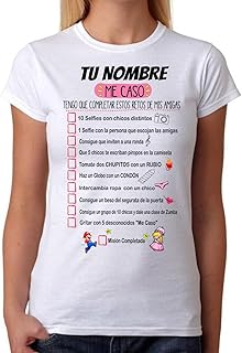Camiseta Personalizable con Nombre de la Novia Divertida para Juego de Pruebas o Retos Que Debe Realizar en una Despedida de Soltera