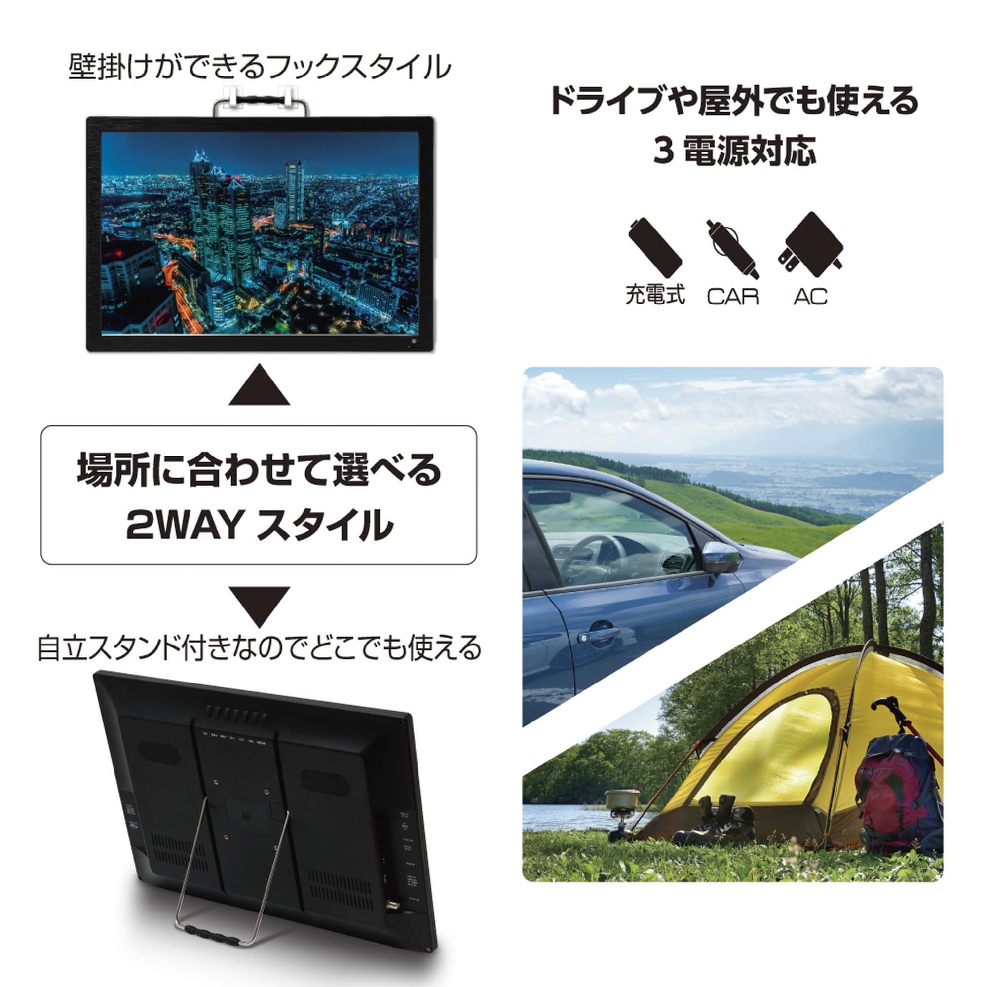 Amazon | [東京Deco] 19V型 液晶テレビ 地デジ内蔵 3電源対応