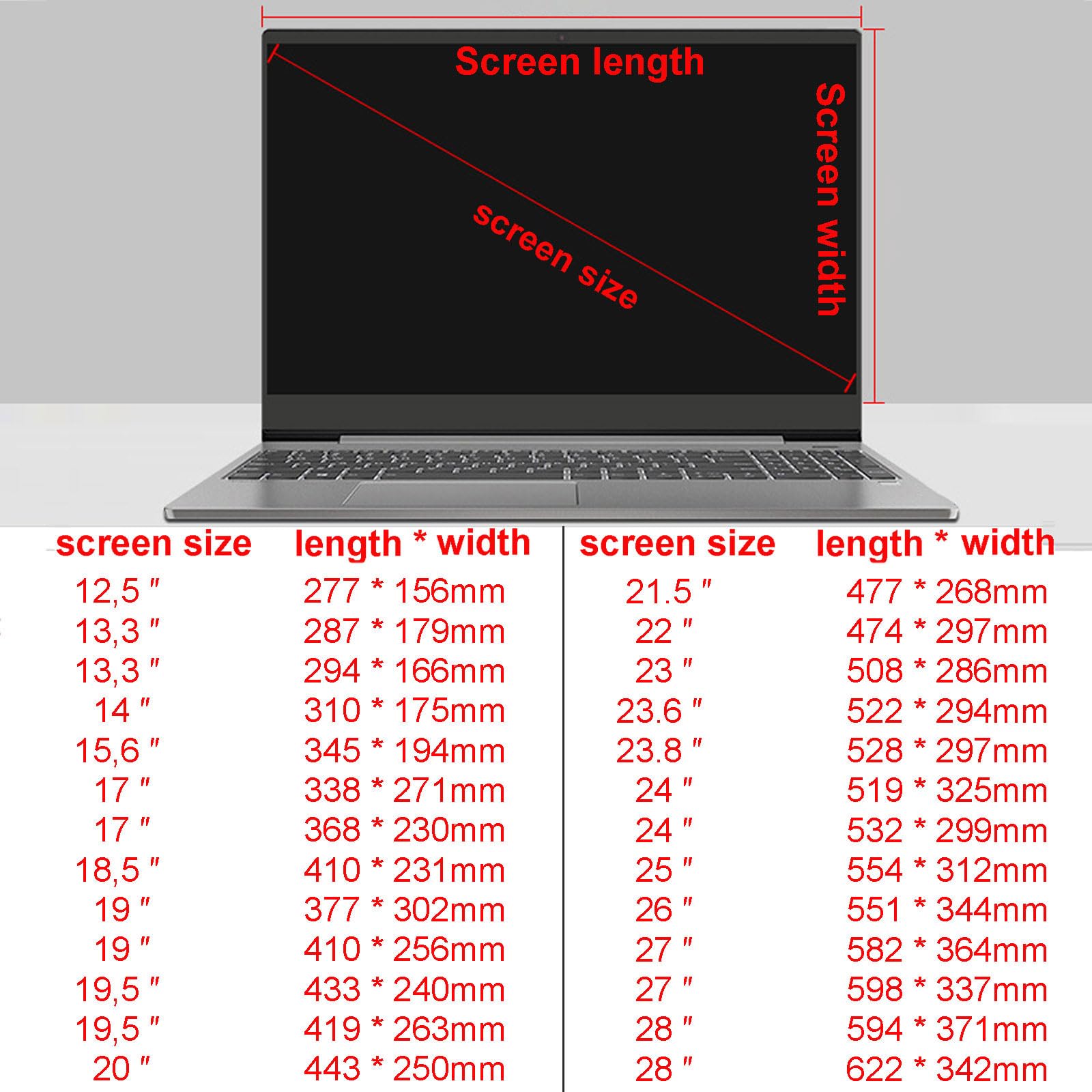 Filtro Privacy per 12,5"-28"Monitor/laptop/notebook,Privacy Screen Protector,Pellicola Protettiva per Privacy,Filtro Anti Luce Blu Premium,Filtro Privacy Antiriflesso,Protezione Schermo,Privacy Filter