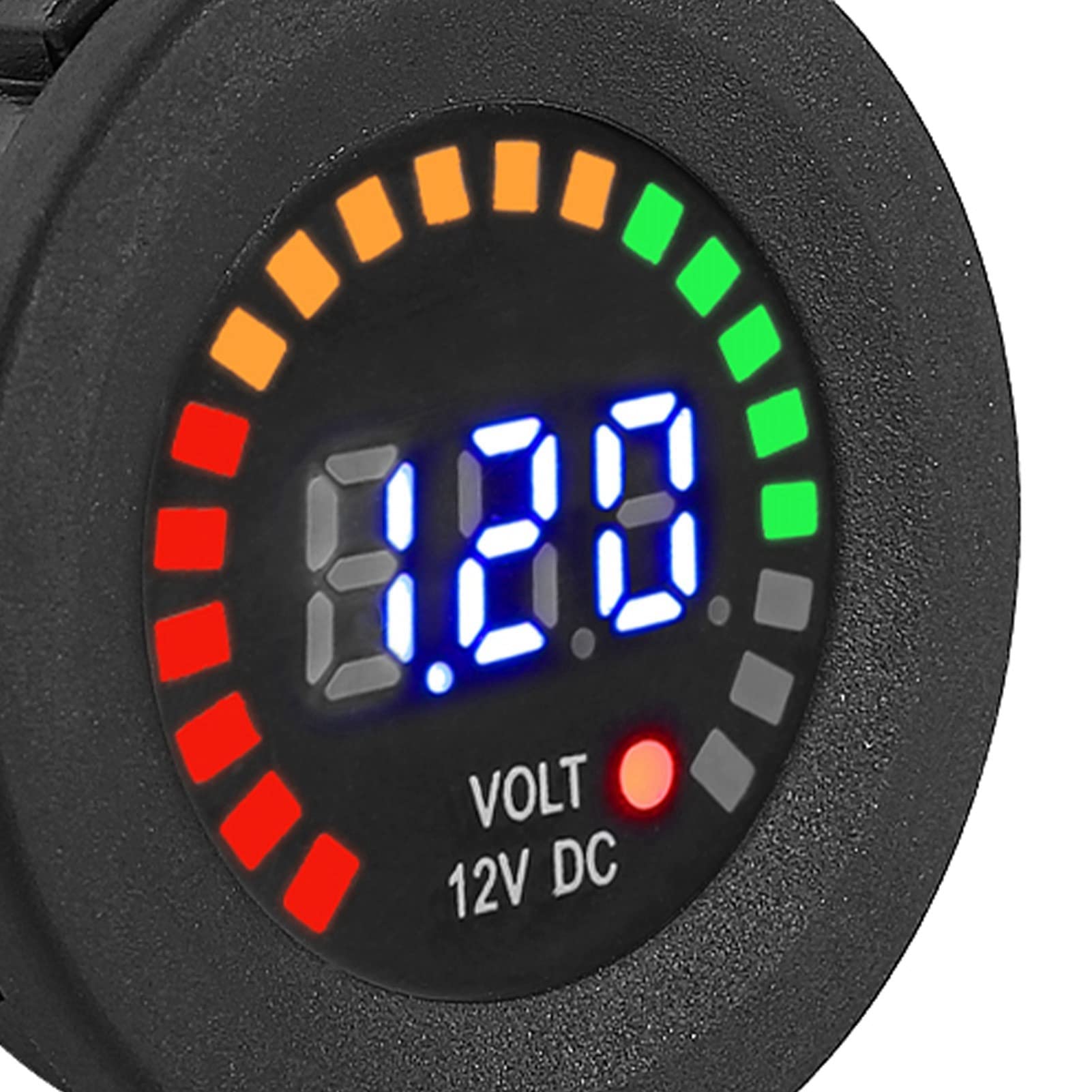 voltmetro per auto e moto, 12 V, display digitale, impermeabile, colore nero