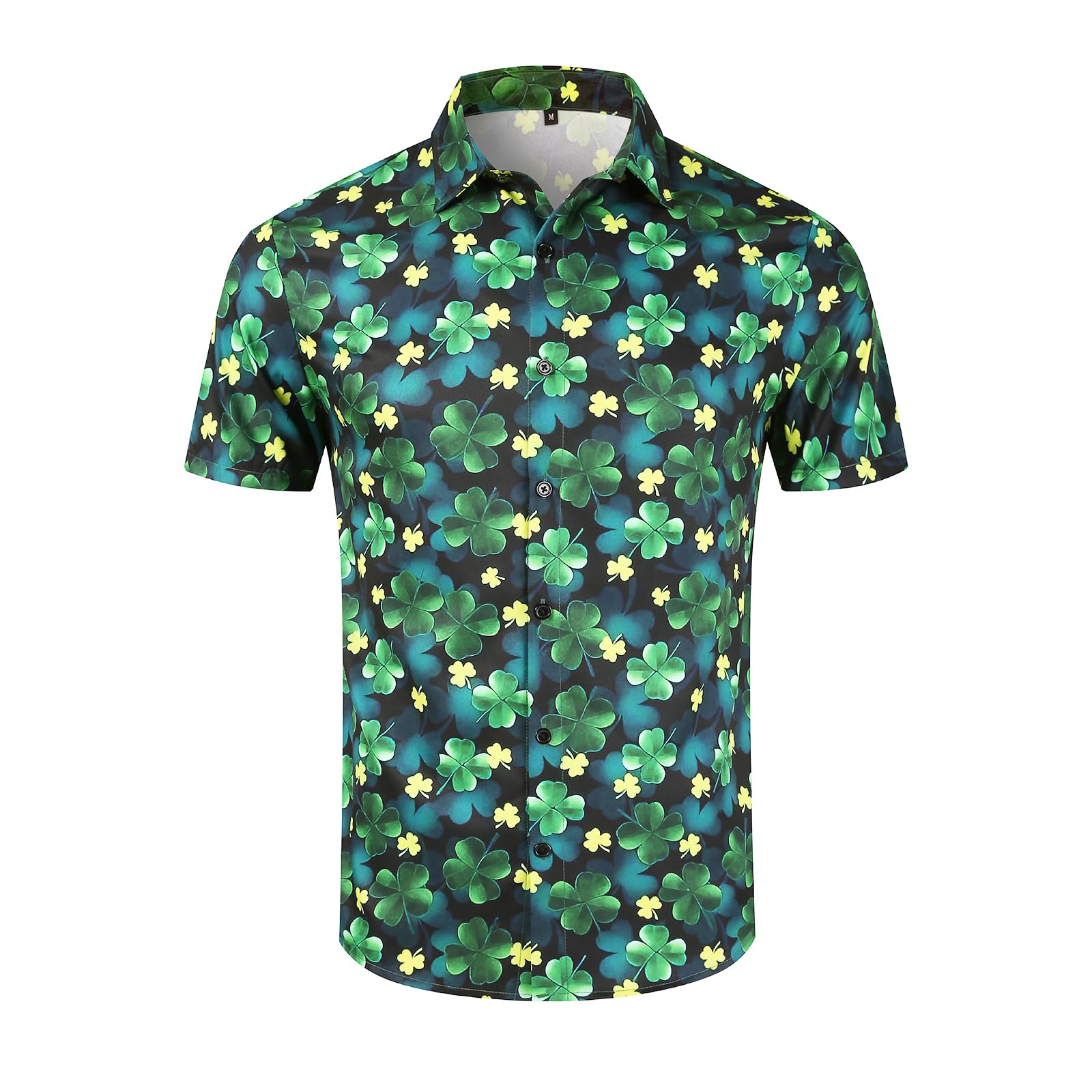Mens St. Patrick's Day Shirt Hawaiian Shirts for Women Irish Clover Printed Casual Short Sleeve Summer Beach Top Costume