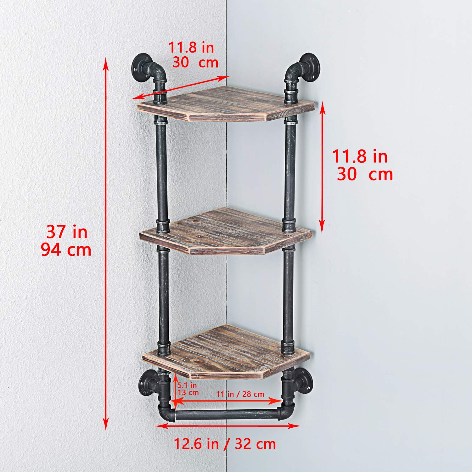Buy Weven Industrial Pipe Corner Shelf,Rustic Wall Shelves with Towel
