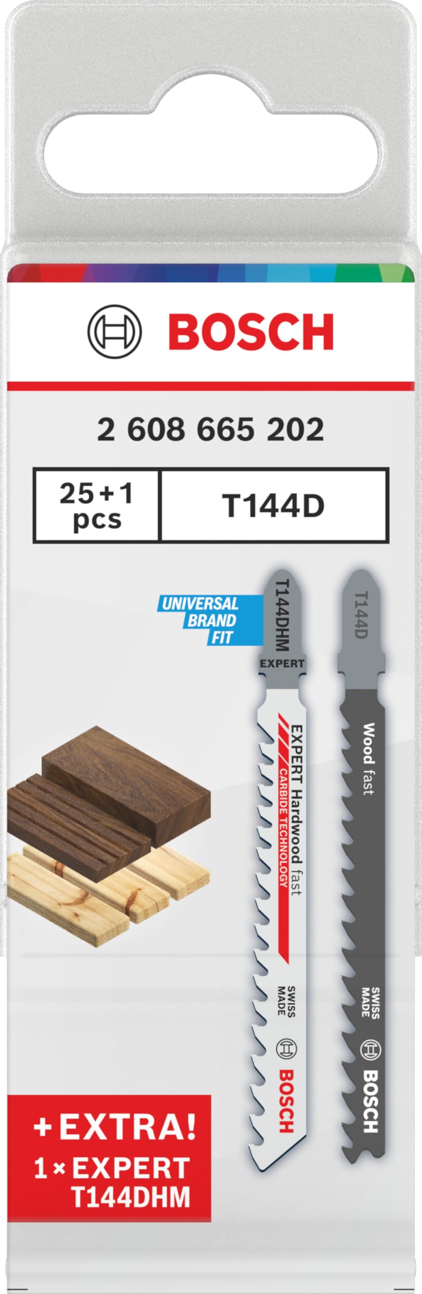Bosch Professional Lame per seghetto alternativo 25x T 144 D + 1x Expert ‘Hardwood Fast’ T 144 DHM (per Legno Legno duro Accessorio Seghetto alternativo)