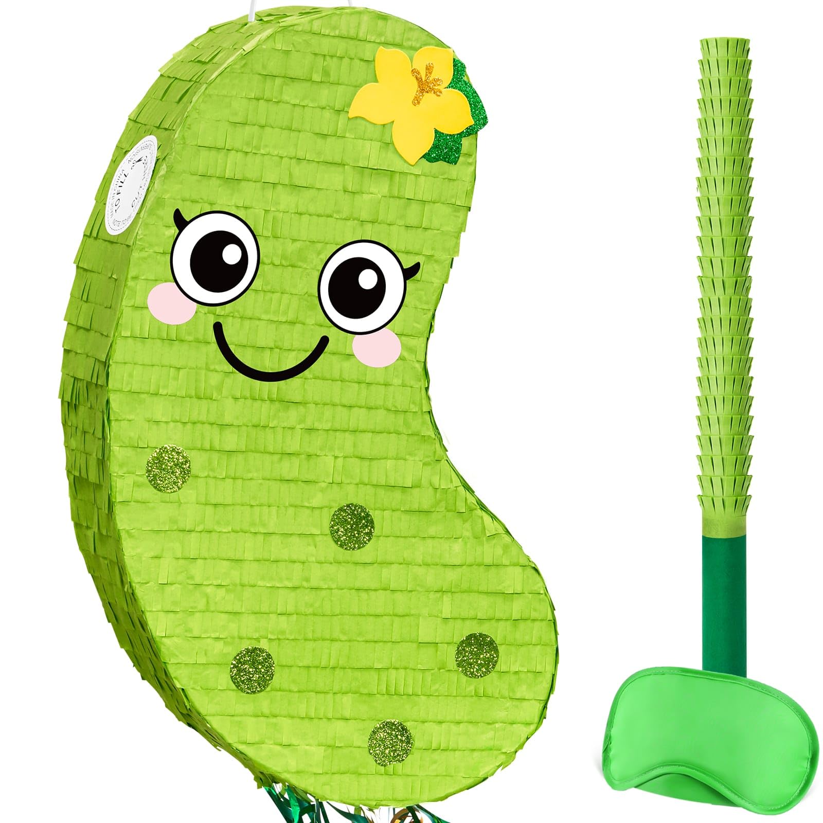 WERNNSAI Pickle Piñata - Pickle Cucumber Party Decorations Pepino Party Piñata Game for Vegetable Themed Celebration Baby Shower Favors Playroom Kitchen Market Decor Supply