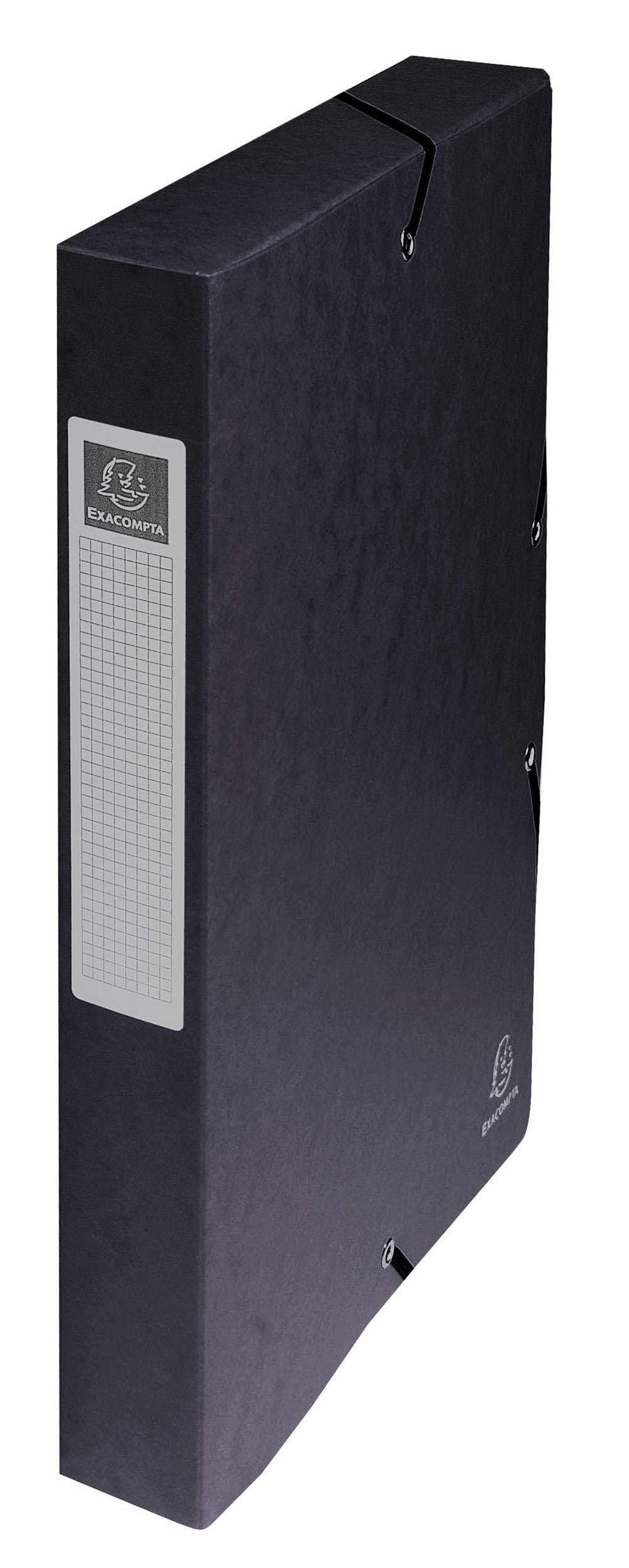 Exacompta - Ref 50401E - Pressboard Filing Box - 250 x 330mm in Size, Suitable for Holding A4 Documents, 4cm Spine, 600gsm Genuine Pressboard, Spine Label - Black