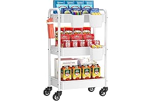 3-Tier White Rolling Cart: Optimize Storage with YASONIC