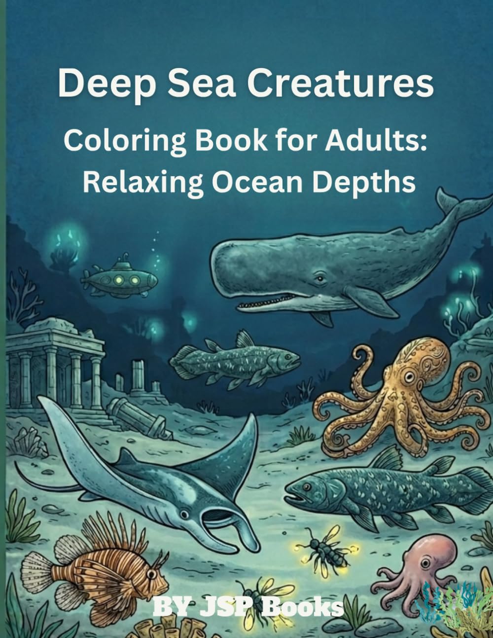 Deep Sea Creatures Coloring Book for Adults:: Relaxing Ocean Depths