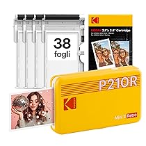 KODAK Mini 2 Retro Stampante Fotografica Portatile 5,3 x 8,6 cm, 38 Fogli, Stampante Smartphone Bluetooth per iPhone & Android, Stampe a Colori Istantanee, Sublimazione 4PASS, Giallo