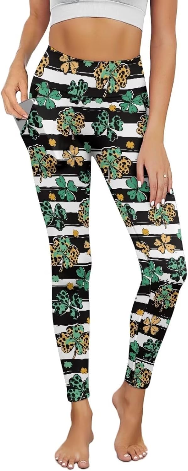 Poceacles Pocket Yoga Pants for Women Tummy Control Active Yoga Pants Butt Lifting Stretchy Comfy Sportswear Ankle Leggings