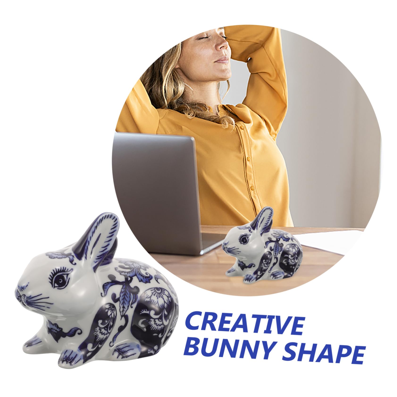 LIFKOME Statuina Coniglio in Ceramica Stile Cinese per Tavolo e Salotto