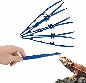 5-Pack Reptile Feeding Tongs Set - Hygienic Anti-Slip Blue Tweezers for Bearded Dragons, Lizards, Snakes, Aquariums & Small AnimalsFive colors to choose from